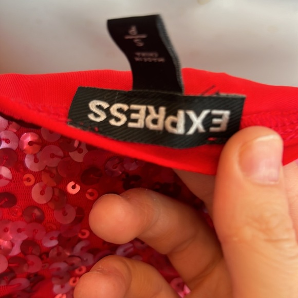 Express Red Sequin Crop Top - Picture 3 of 3